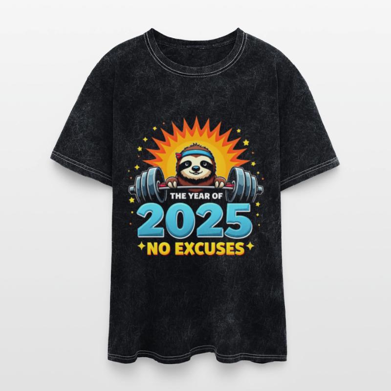 2025 Resolution Funny Fitness Workout Gym Sloth We