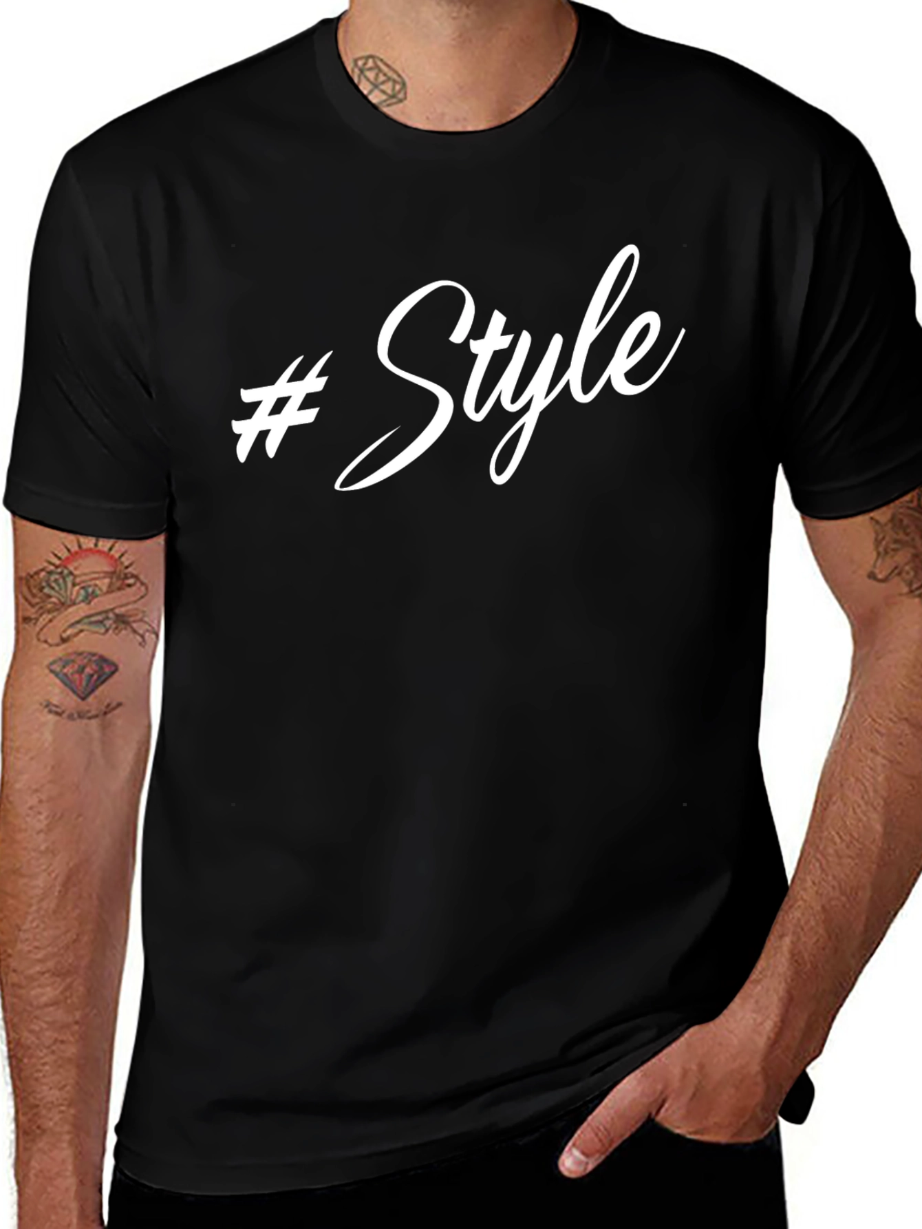 #Style Black Graphic Tee - Trendy Casual Wear