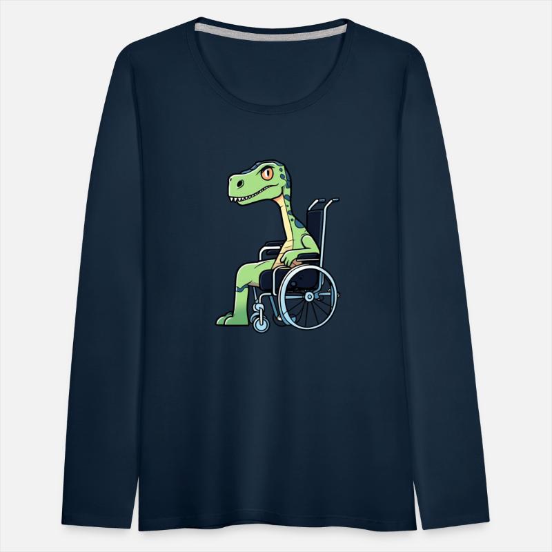 a broken legged dinosaur on wheelchair