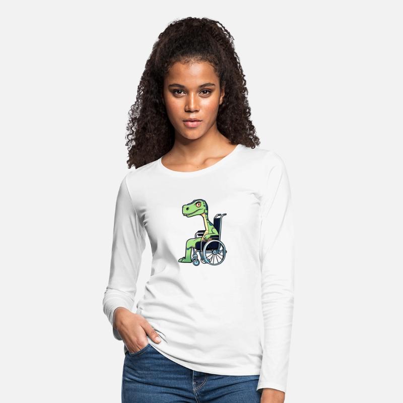 a broken legged dinosaur on wheelchair