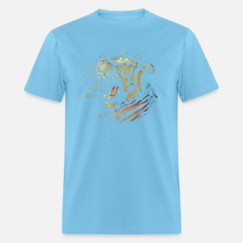 A fierce tiger roaring with musical notes emanatin