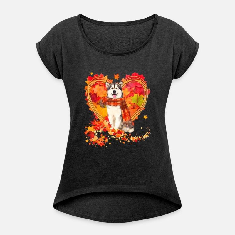 Alaskan Malamute With Heart Made Of Autumn Leaves