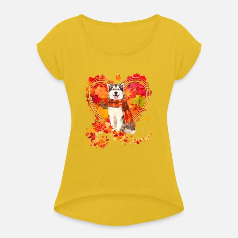Alaskan Malamute With Heart Made Of Autumn Leaves