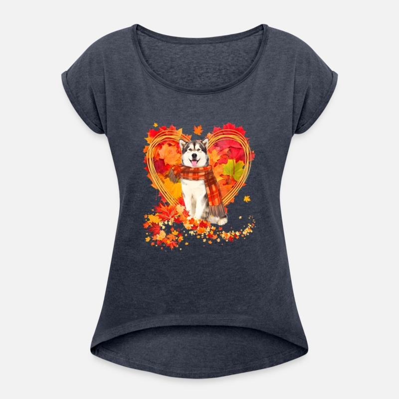 Alaskan Malamute With Heart Made Of Autumn Leaves
