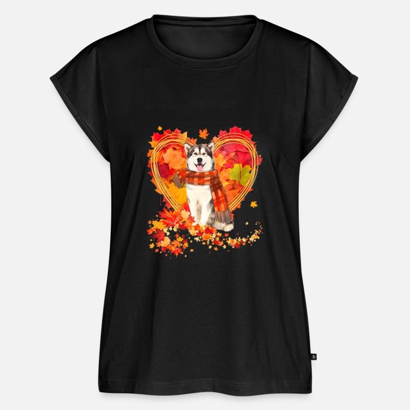 Alaskan Malamute With Heart Made Of Autumn Leaves