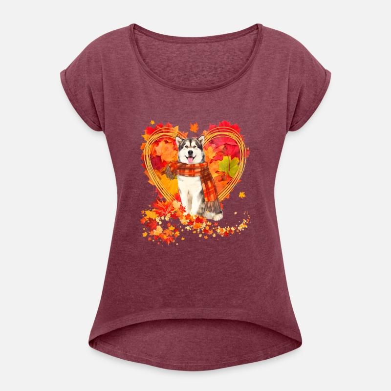 Alaskan Malamute With Heart Made Of Autumn Leaves