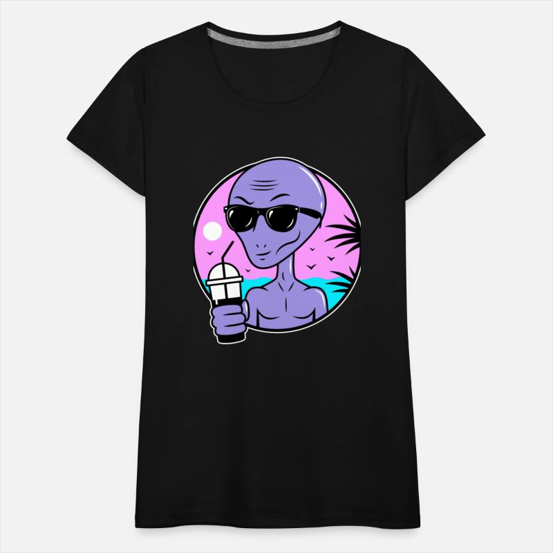 ALIEN CARTOON WITH COCKTAIL SUMMER CHILL OUT