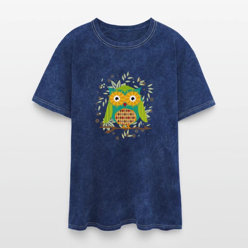 Artfully designed owl with a patchwork pattern