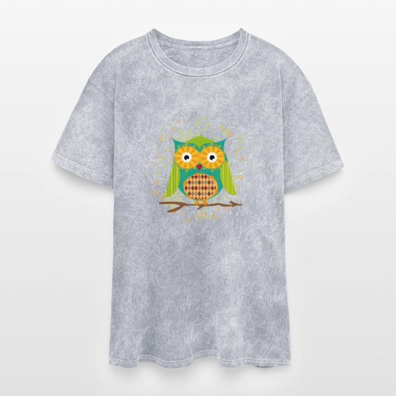 Artfully designed owl with a patchwork pattern