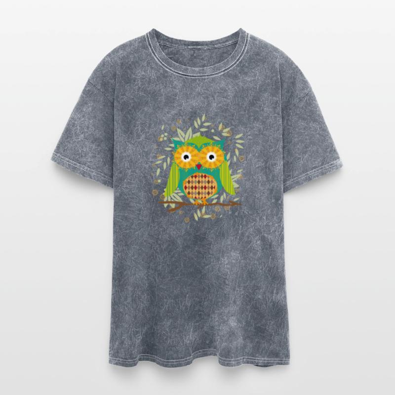 Artfully designed owl with a patchwork pattern