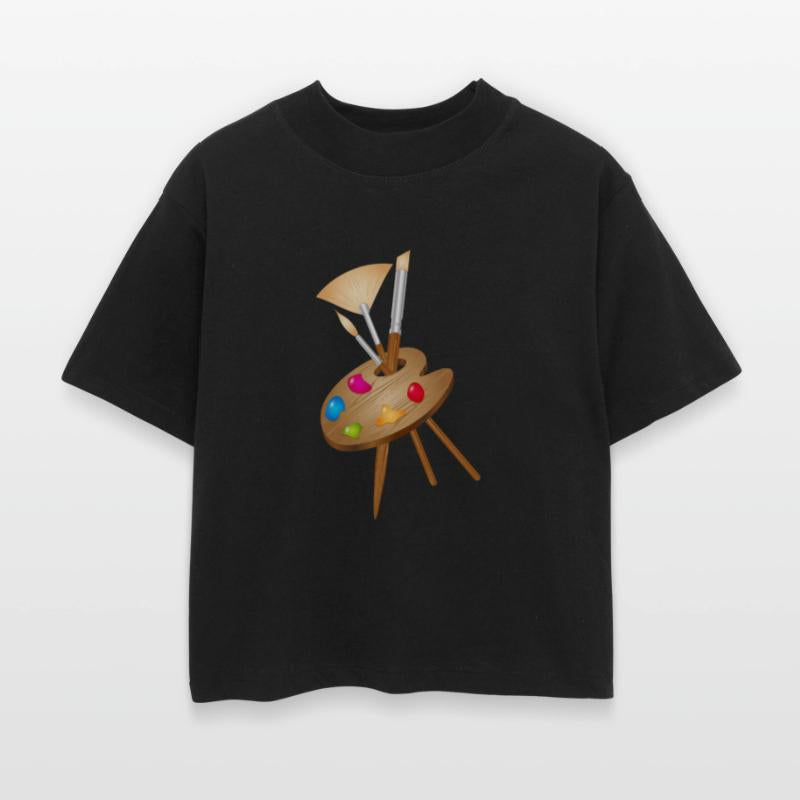 Artist's palette with colorful paints and brushes