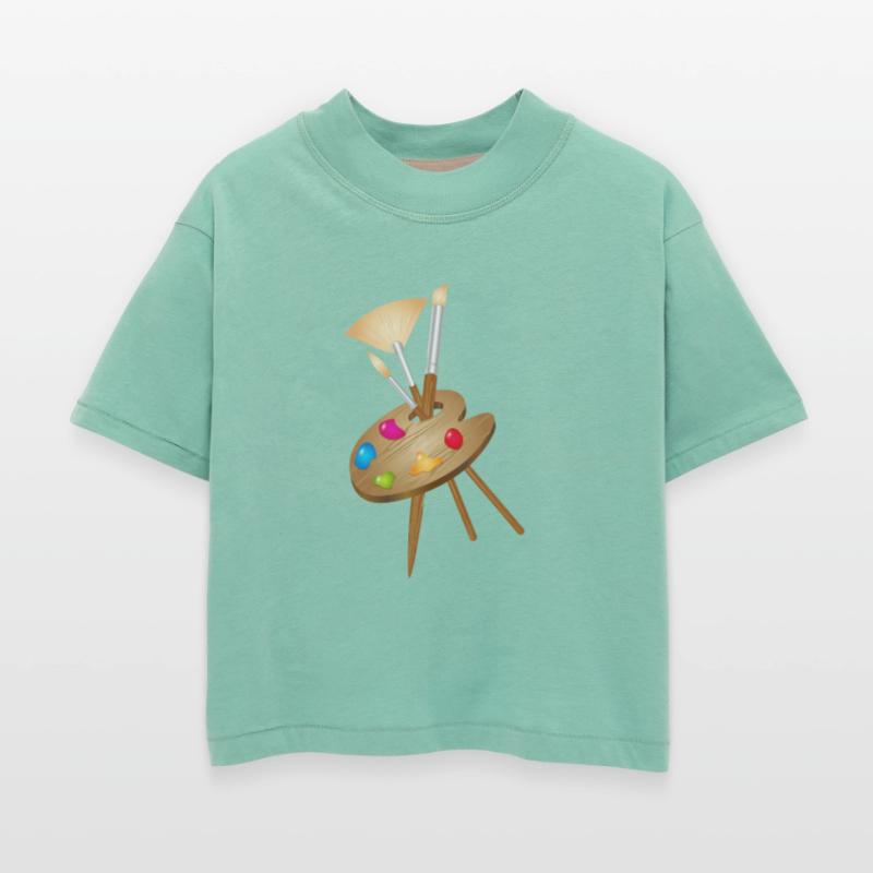 Artist's palette with colorful paints and brushes