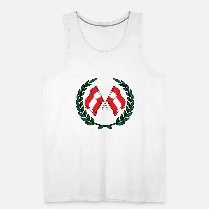 Austria flags in laurel wreath