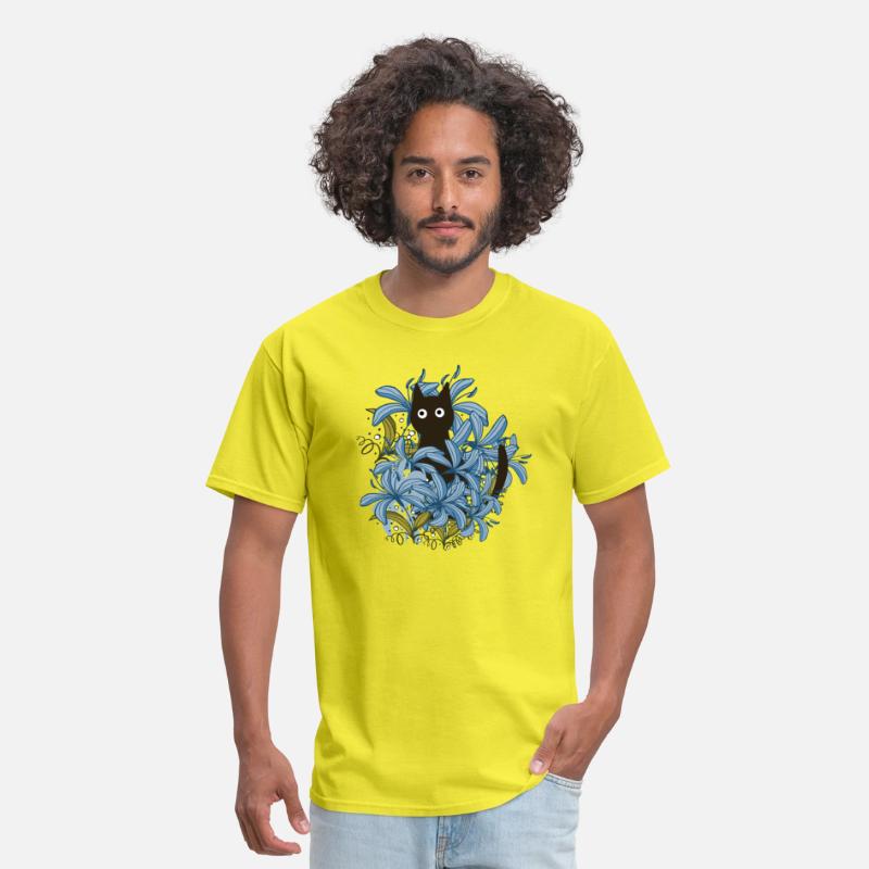 blue flower black cat