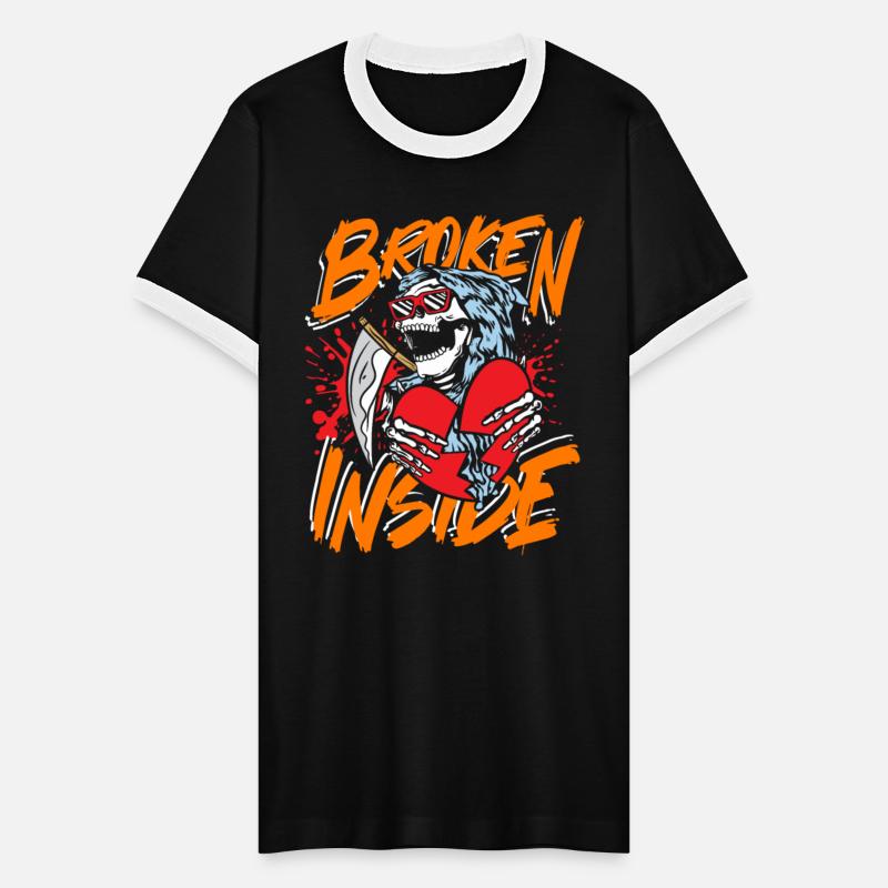 Broken inside | heart and laughing skull