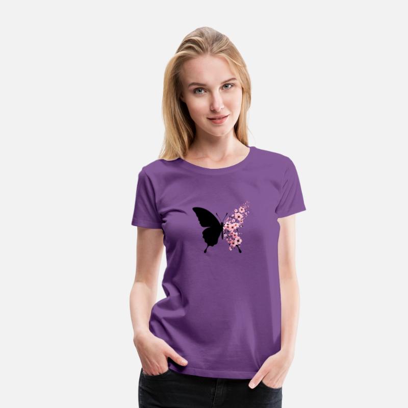 Butterfly Silhouette with Blossoming Flowers