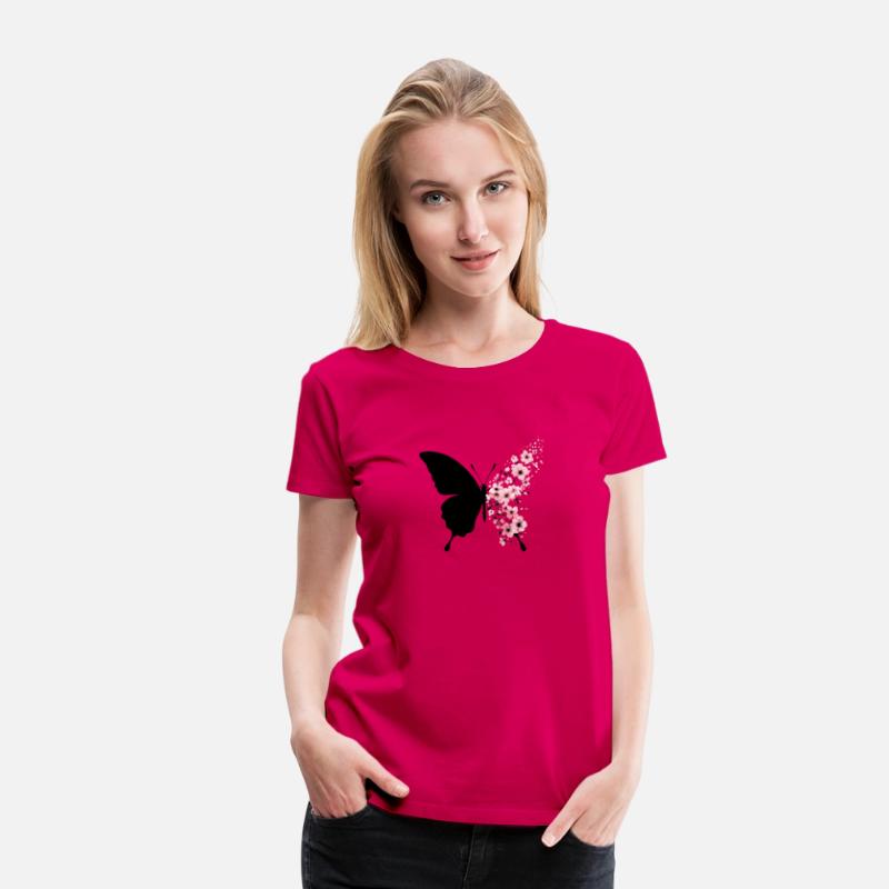 Butterfly Silhouette with Blossoming Flowers