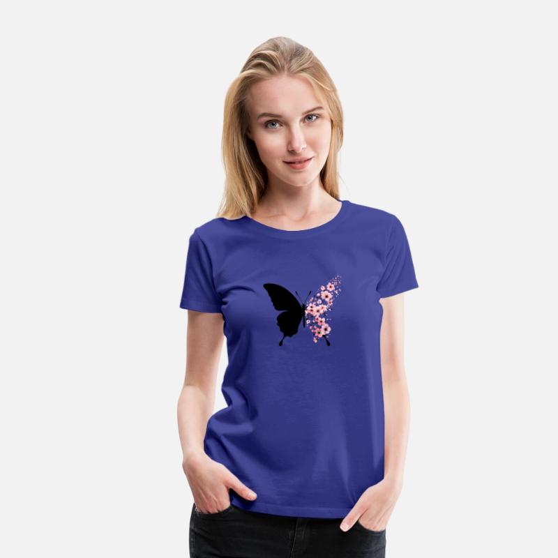 Butterfly Silhouette with Blossoming Flowers