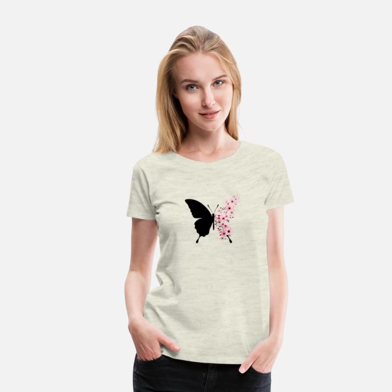Butterfly Silhouette with Blossoming Flowers