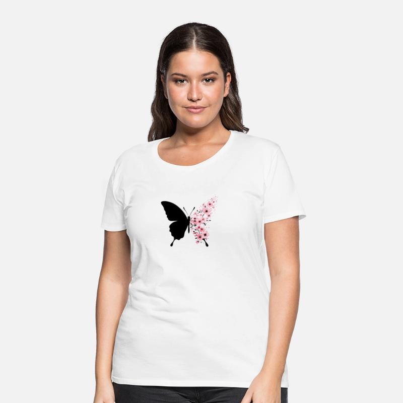 Butterfly Silhouette with Blossoming Flowers