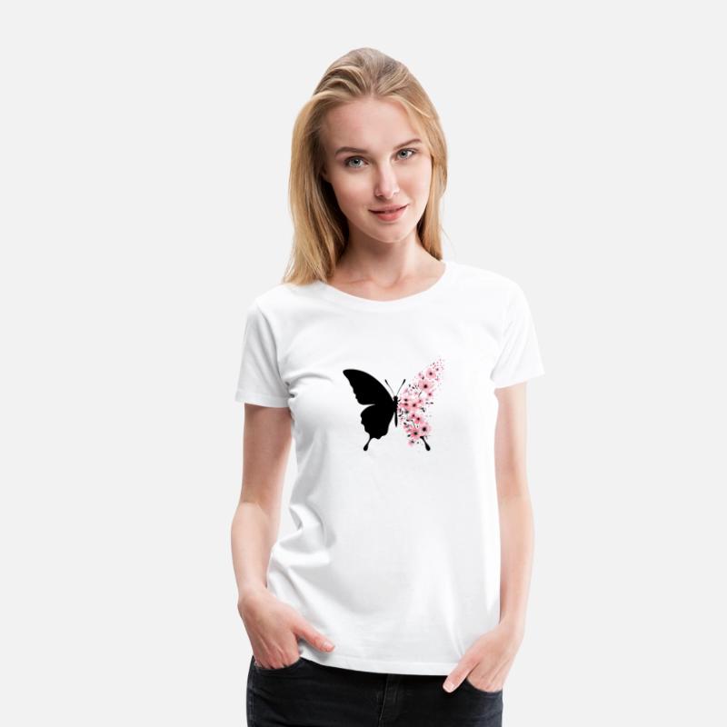 Butterfly Silhouette with Blossoming Flowers