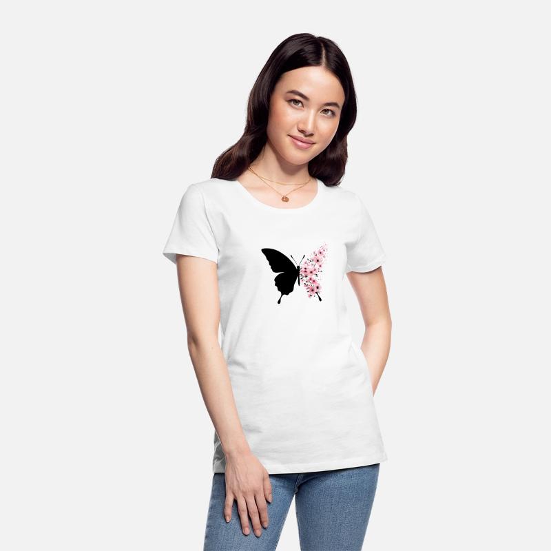 Butterfly Silhouette with Blossoming Flowers
