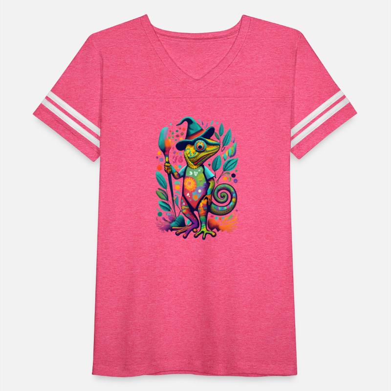 Chameleon wearing a hat and holding a paintbrush