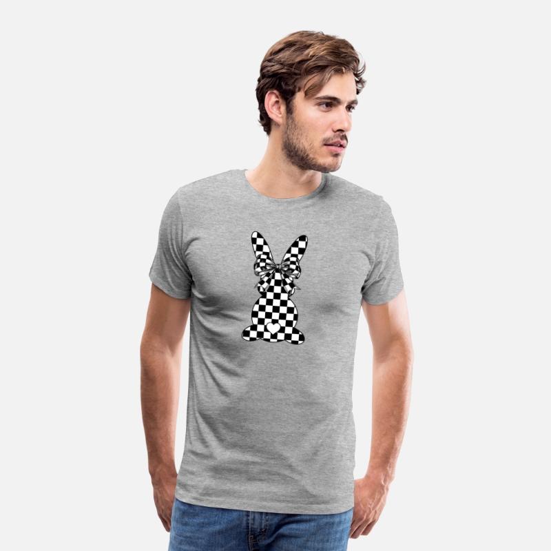 Checkered Bunny with Bow – Black and White Aesthet