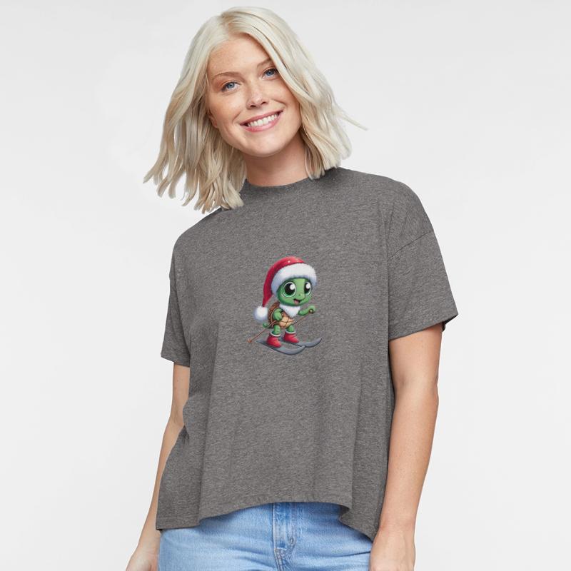 Christmas Turtle Santa Skier Winter Sports
