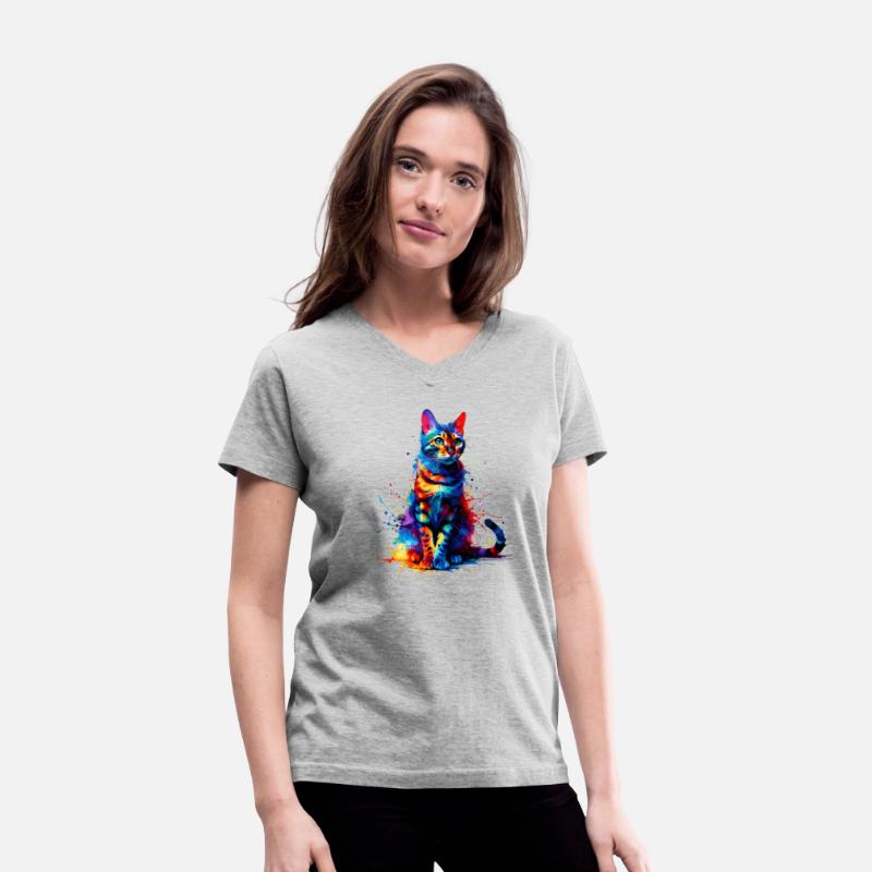 Colorful Splash Art Bengal Cat