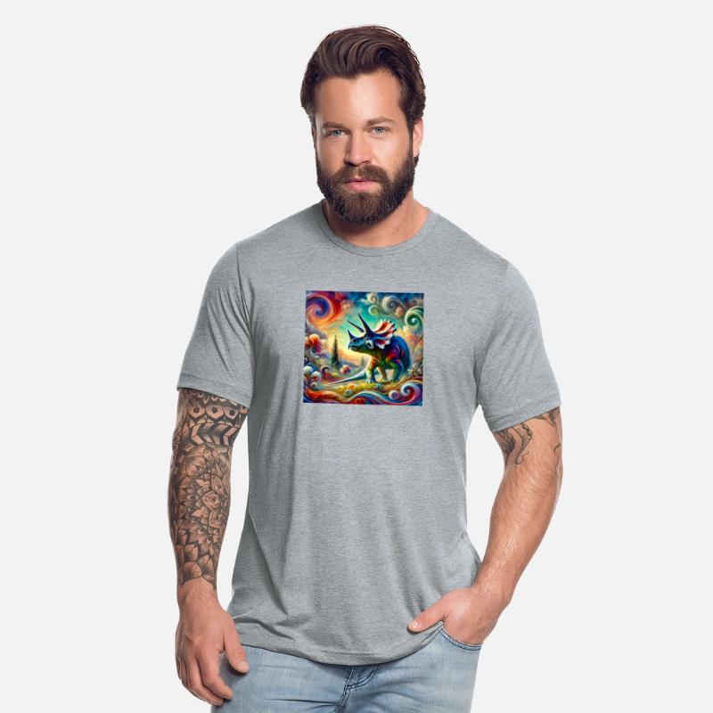 colorful triceratops in impressionist style