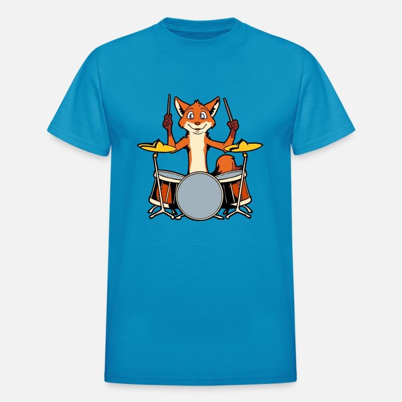 Comic Fox Playing Drums