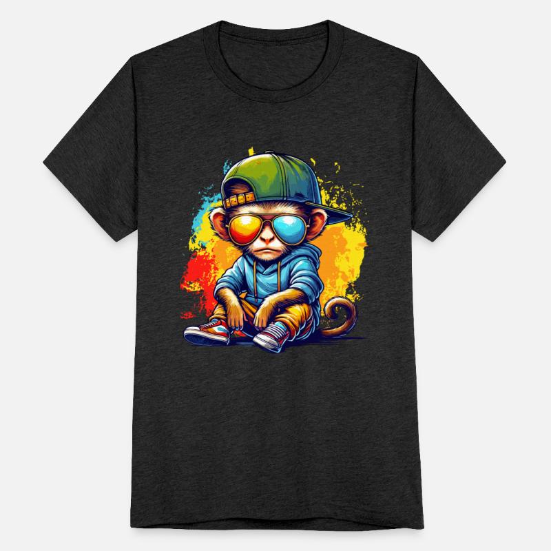 Cool Hip Hop Monkey with Sunglasses Graffiti Style