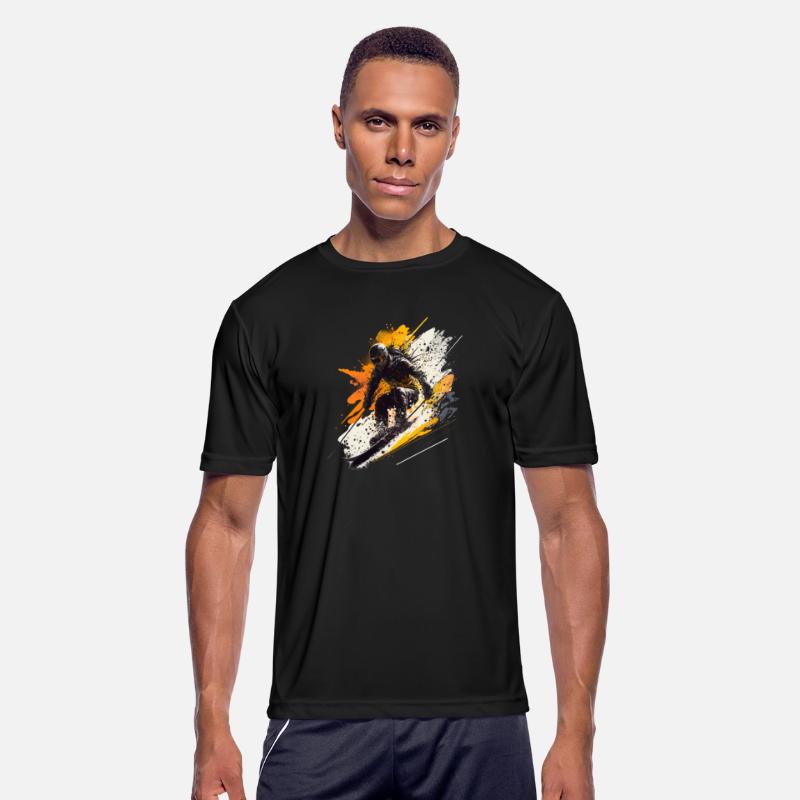 cool skier riding through the powder