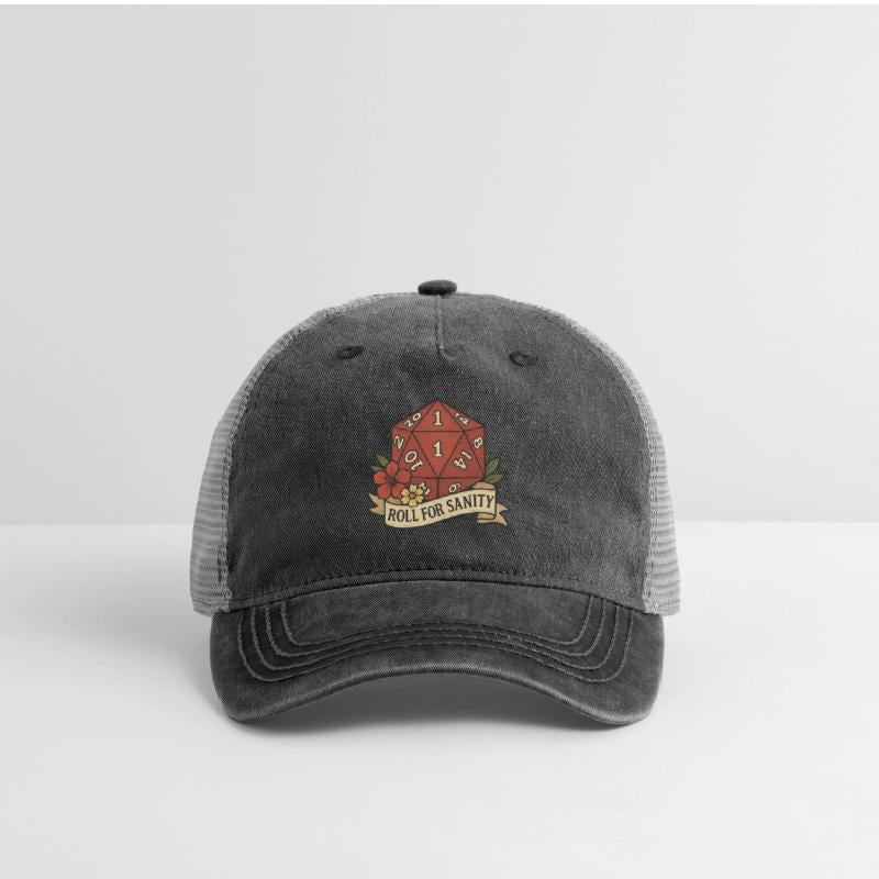 Cute D20 Gaming Die with Floral Banner