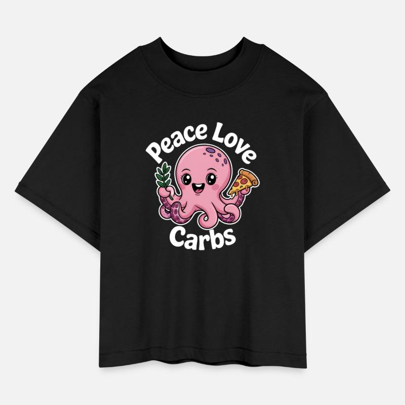 Cute Octopus with Peace Sign and Pizza