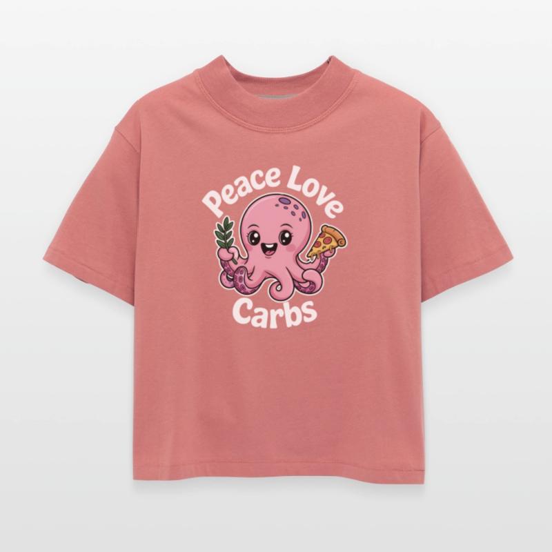 Cute Octopus with Peace Sign and Pizza