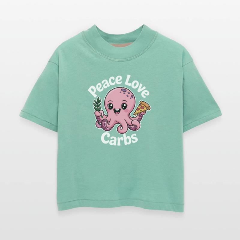 Cute Octopus with Peace Sign and Pizza