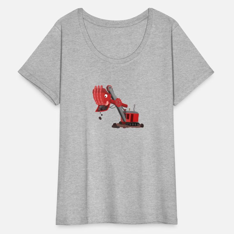 Cute red steam shovel digger cartoon illustration