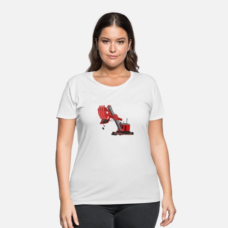 Cute red steam shovel digger cartoon illustration