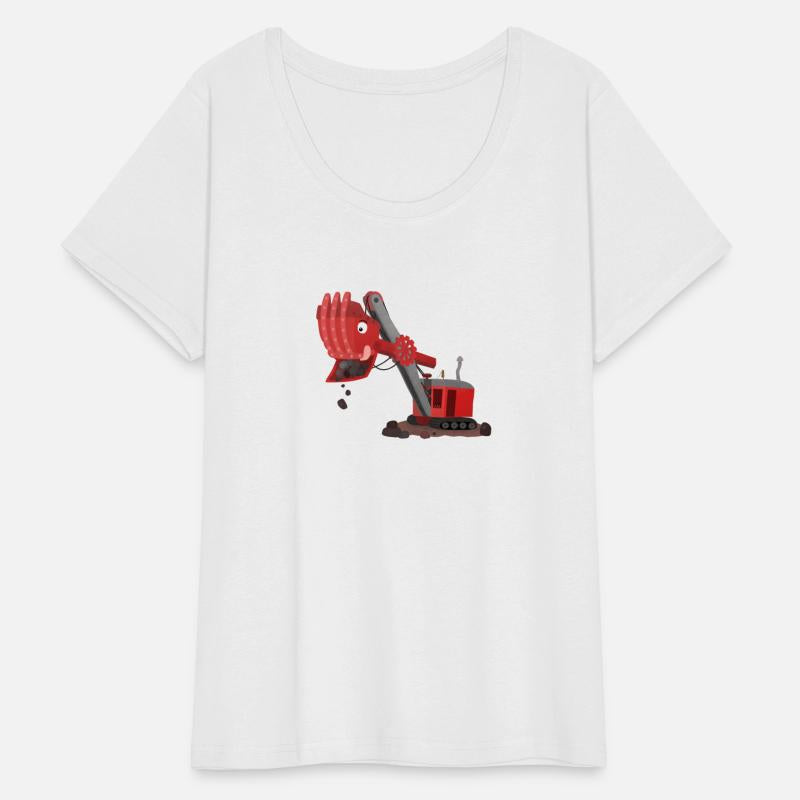 Cute red steam shovel digger cartoon illustration