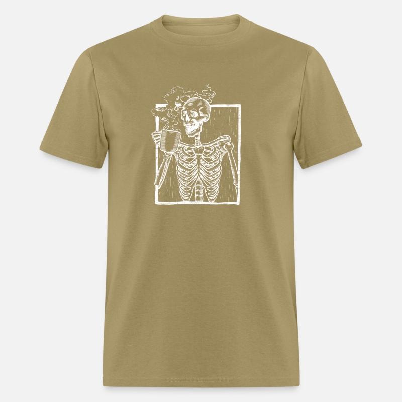 Distressed eleton Smiling ull Drinking Coffee