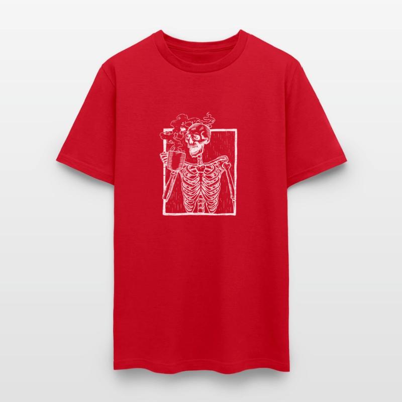 Distressed eleton Smiling ull Drinking Coffee