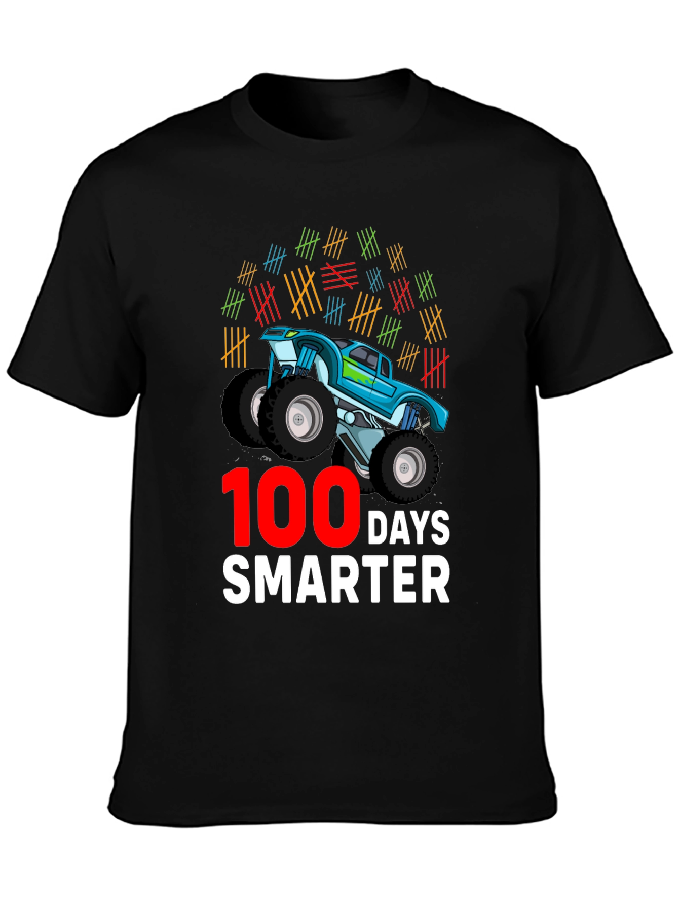 100 Days Smarter Monster Truck Graphic T-Shirt
