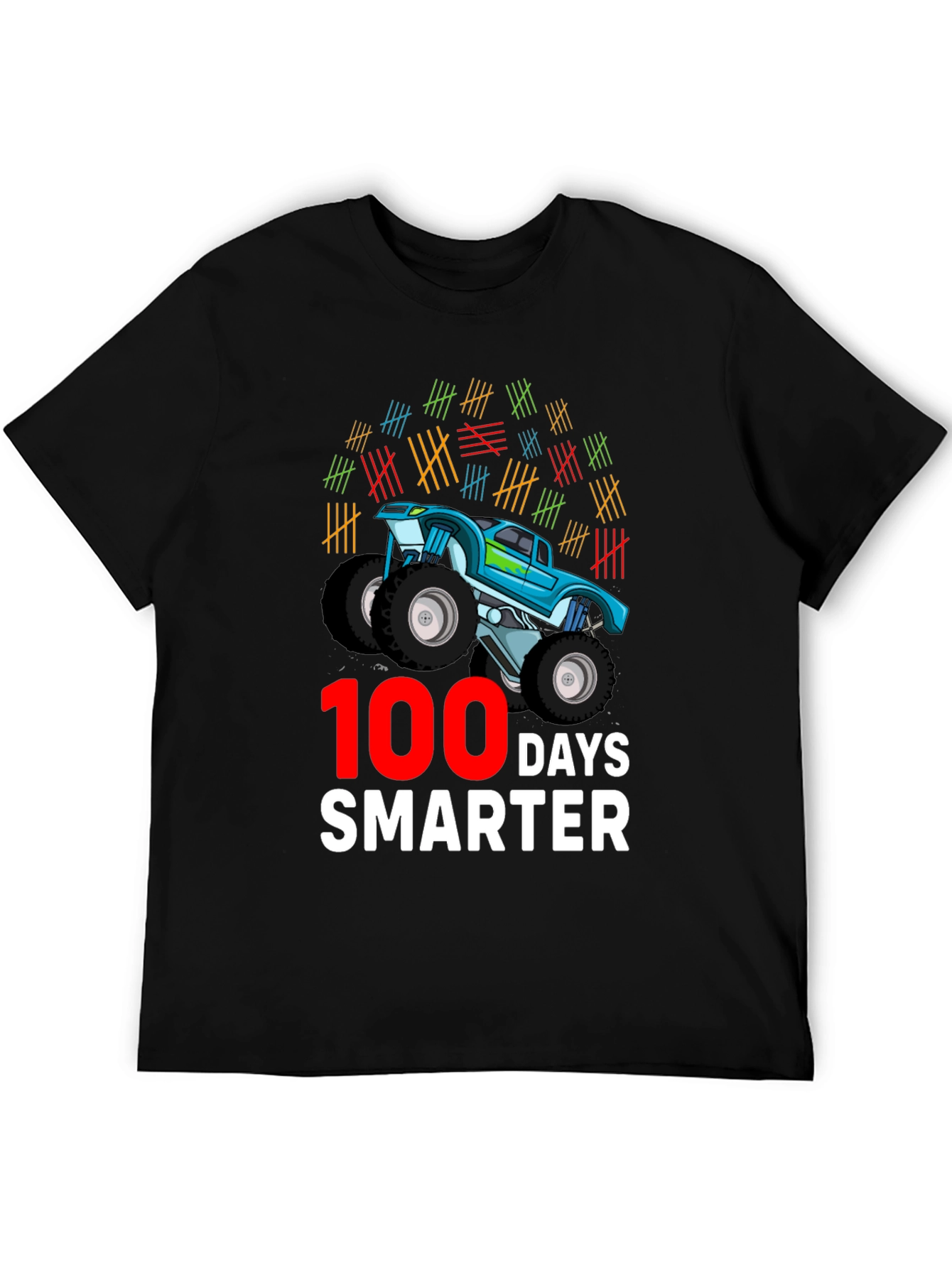 100 Days Smarter Monster Truck Graphic T-Shirt